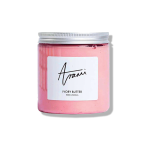 200g Arami rose and vanilla scented ivory butter in a container