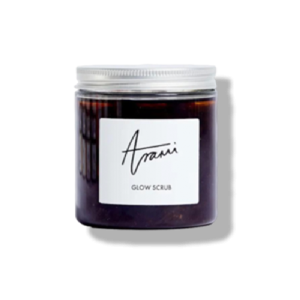 Arami glow scrub in a small jar