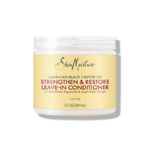 Jamaican black castor oil leave-in-conditioner to strengthen and restore in a small container